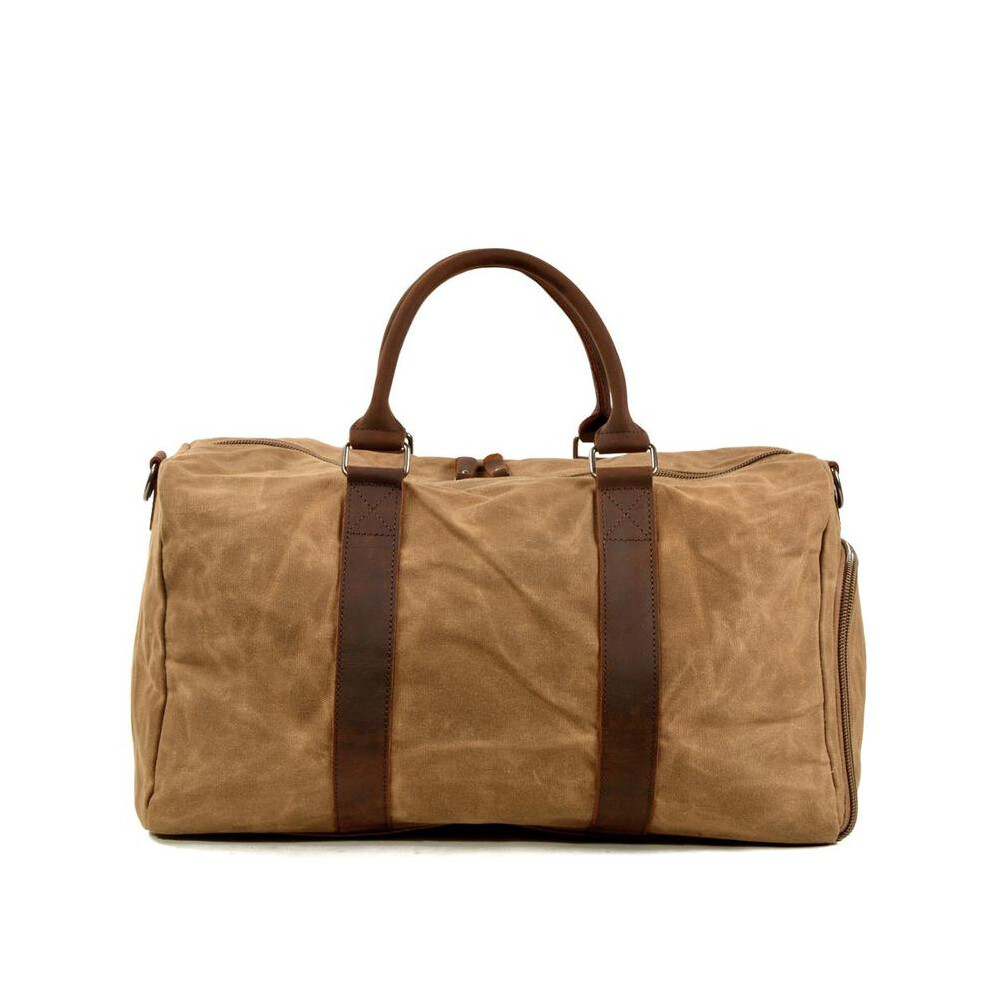 (Beige) Valise en toile grande capacité pour homme, sac à main, sac messager, sac de sport rétro pour homme, sac