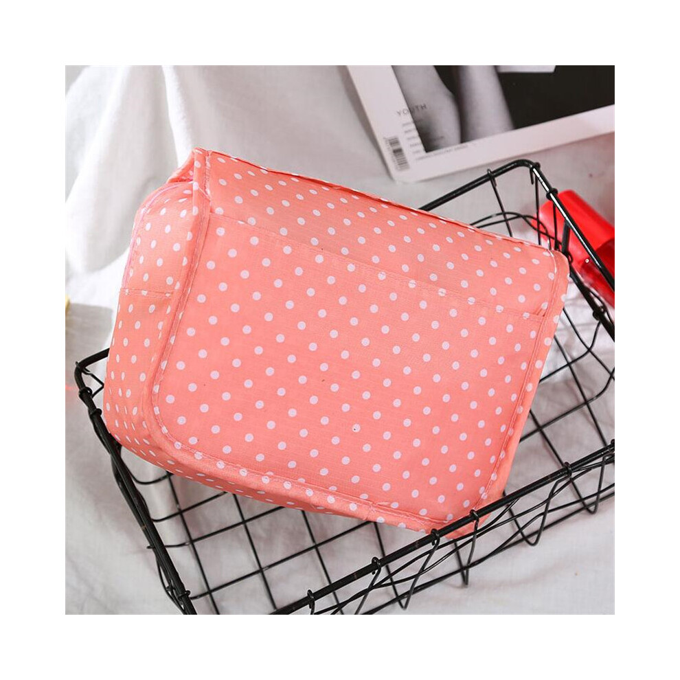 (Point rose) Trousse de maquillage pour femme, organiseur de voyage, grande capacité, étanche, trousse de toilette,