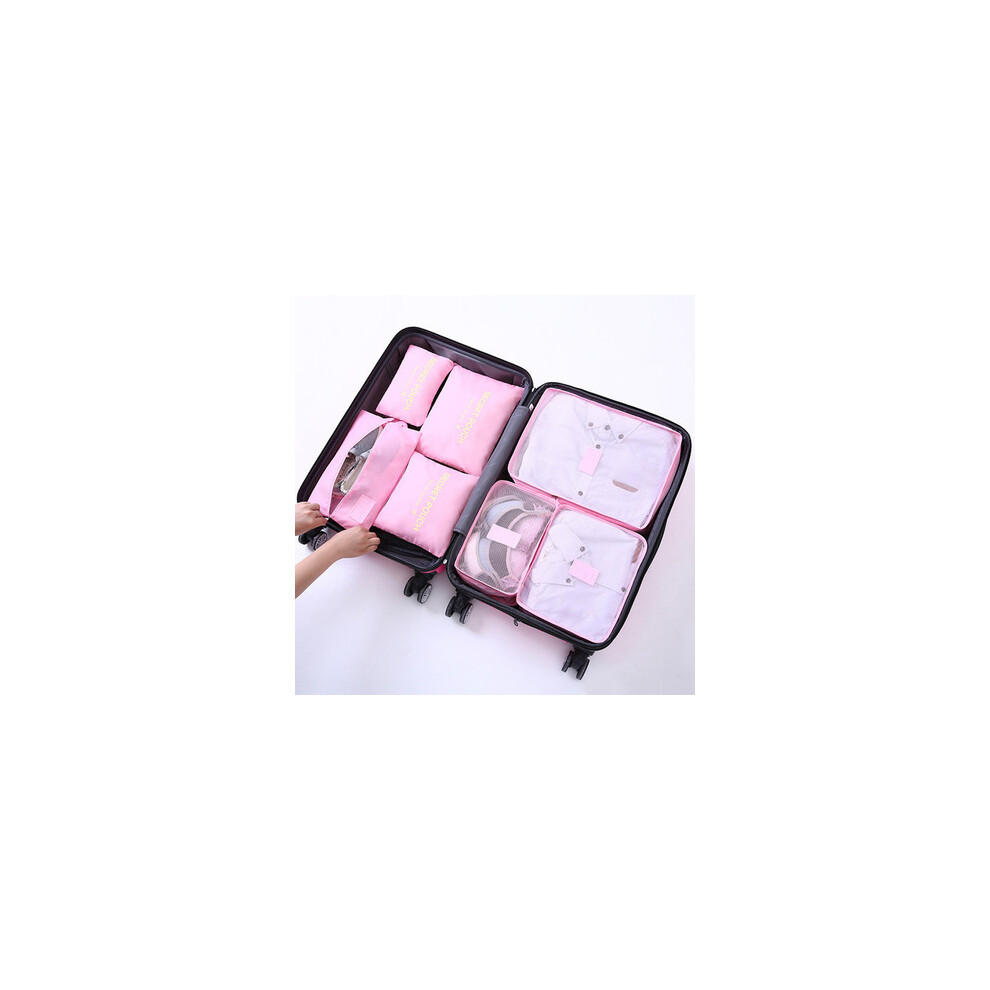 (Rose 7 pièces) Marque Valises Vêtements Chaussures Sous-vêtements Organisateur de voyage Valise Emballage Cube