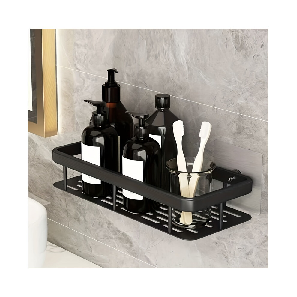 (Noir) Armoire de douche, organisateur de douche, support de rangement de douche adhésif mural pour organisateurs