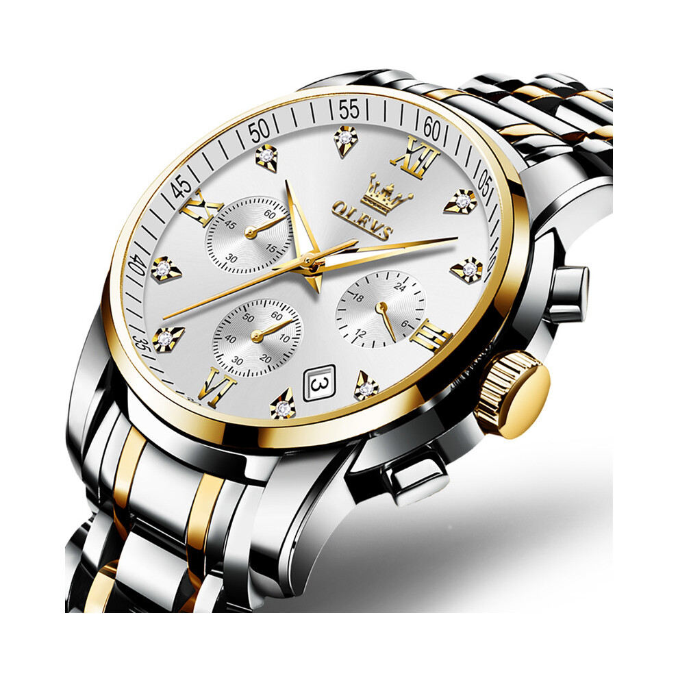 Montres pour hommes (or blanc) Montre à quartz classique de marque de luxe Montre-bracelet chronographe étanche