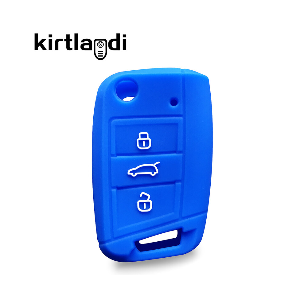 (F bleu) housse de clé pour Skoda Kodiaq Octavia Rapid Fabia Karoq VW Passat Tiguan POLO T6.1 t-roc Seat Leon