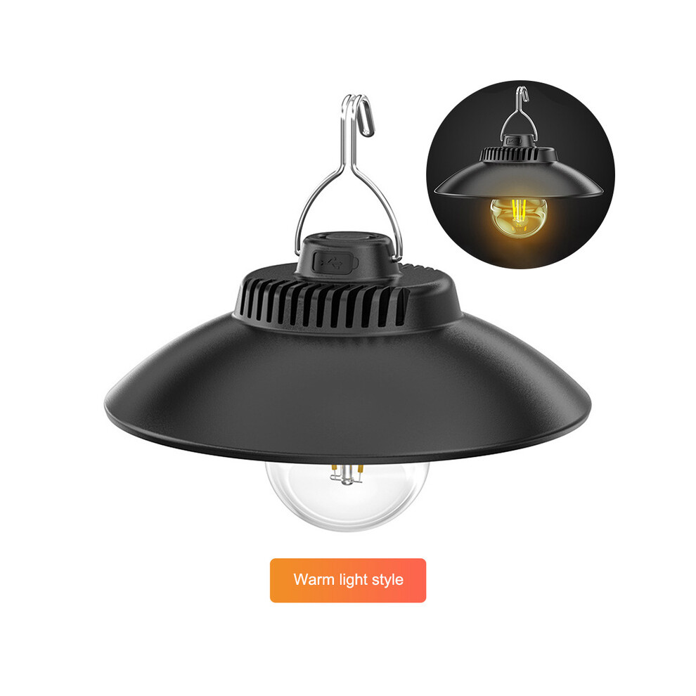 (Lumière chaude) Lanterne de camping rechargeable USB Lampe de tente LED rétro Lampe de travail étanche Lampe