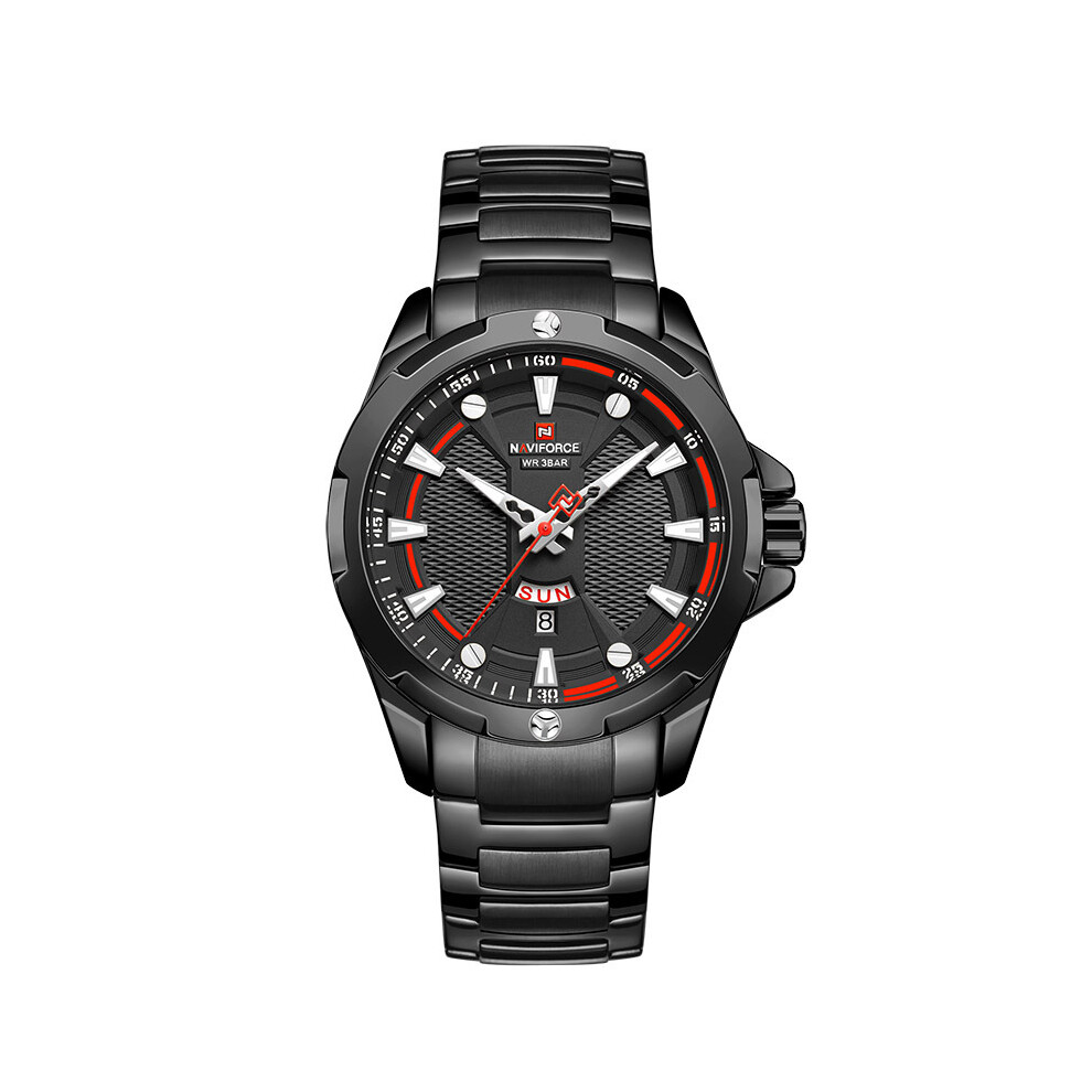 Montres analogiques de luxe pour hommes (noires), montres à quartz étanches en acier inoxydable, date