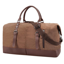 (Marron) Sac de voyage week-end grande capacité, sac de voyage décontracté en tissu, sac de camping en plein air,