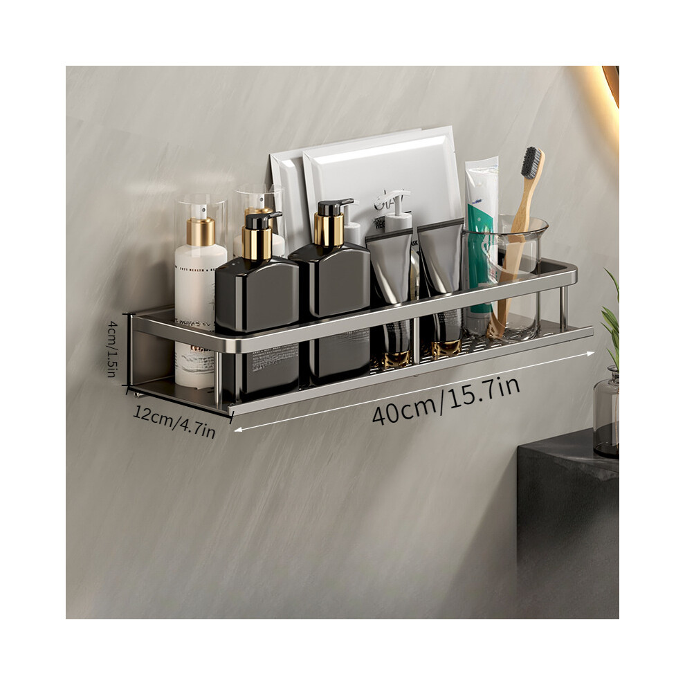 (Gris 40cm) Support de rangement polyvalent en aluminium pour accessoires de salle de bain, barre porte-serviettes