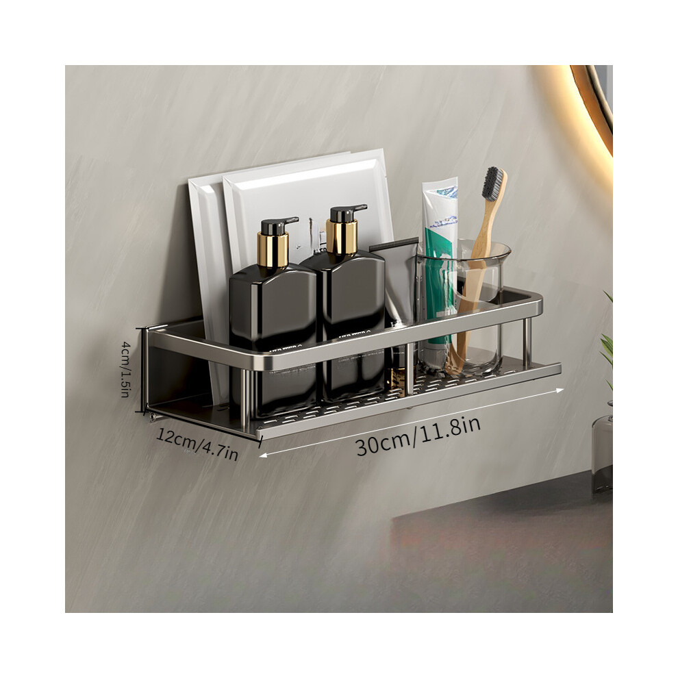 (Gris 30cm) Support de rangement polyvalent en aluminium pour accessoires de salle de bain, barre porte-serviettes