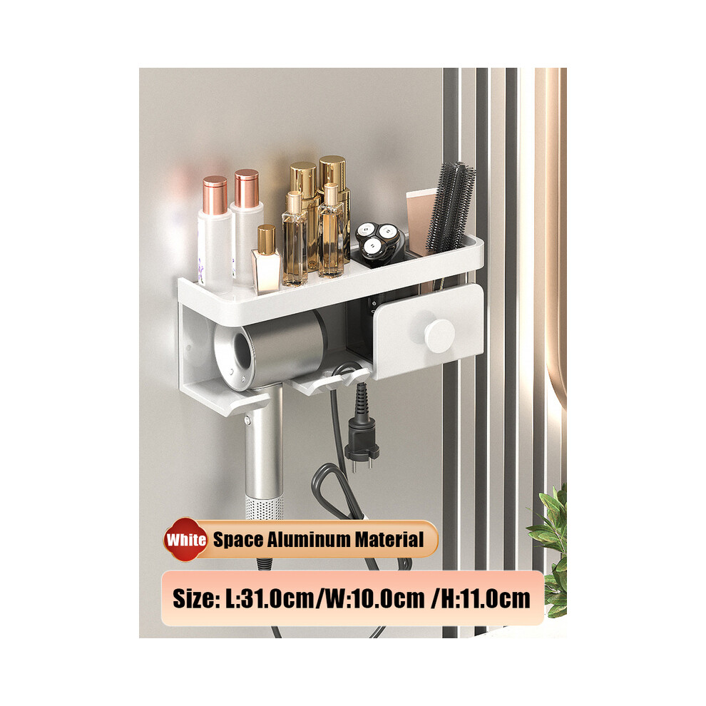 (Blanc) Support de sèche-cheveux Accessoire de salle de bain Support de sèche-cheveux Organisateur de sèche-cheveux