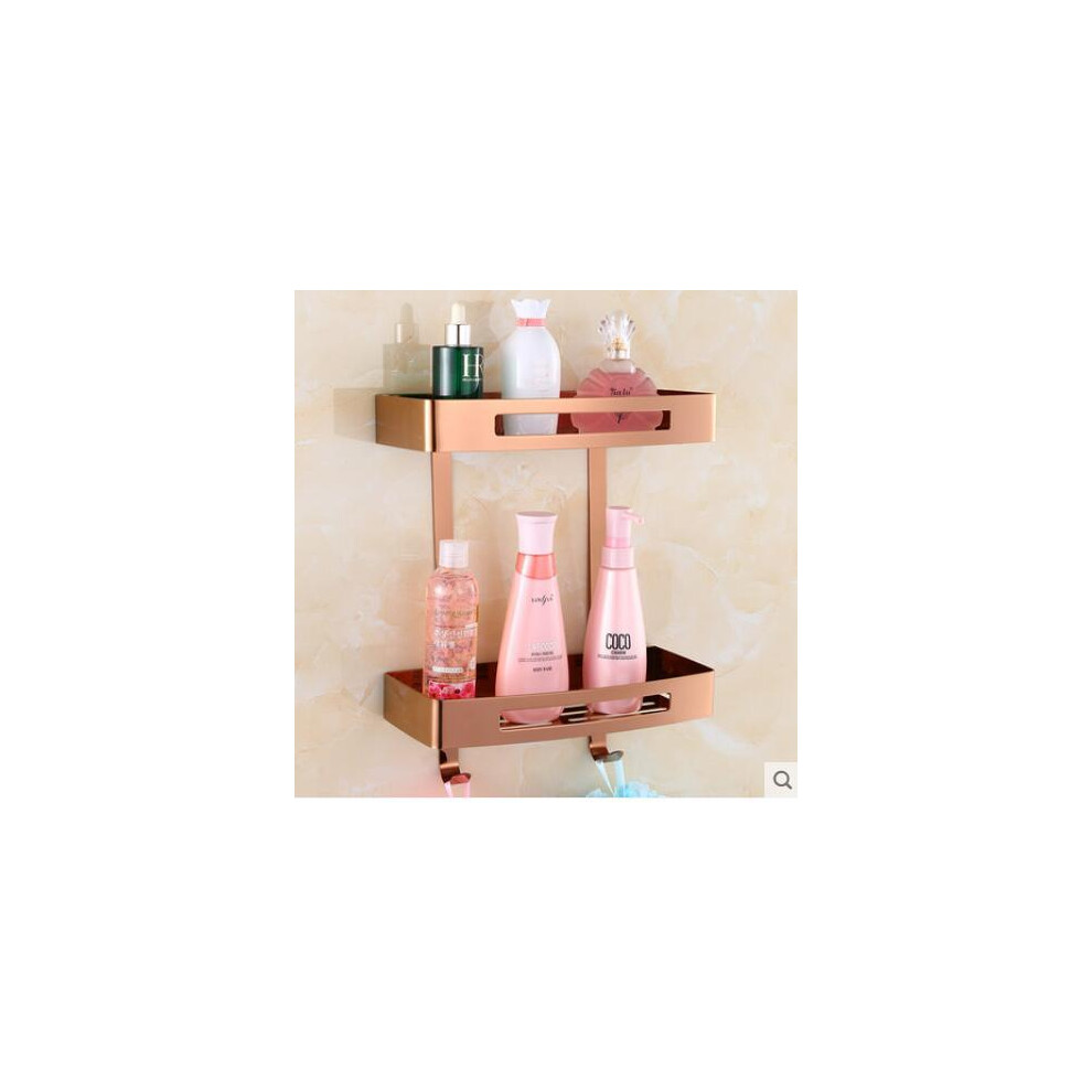 (or rose à deux niveaux) Étagère murale carrée pour accessoires de salle de bain, noir/or/or rose/blanc, porte-savon,