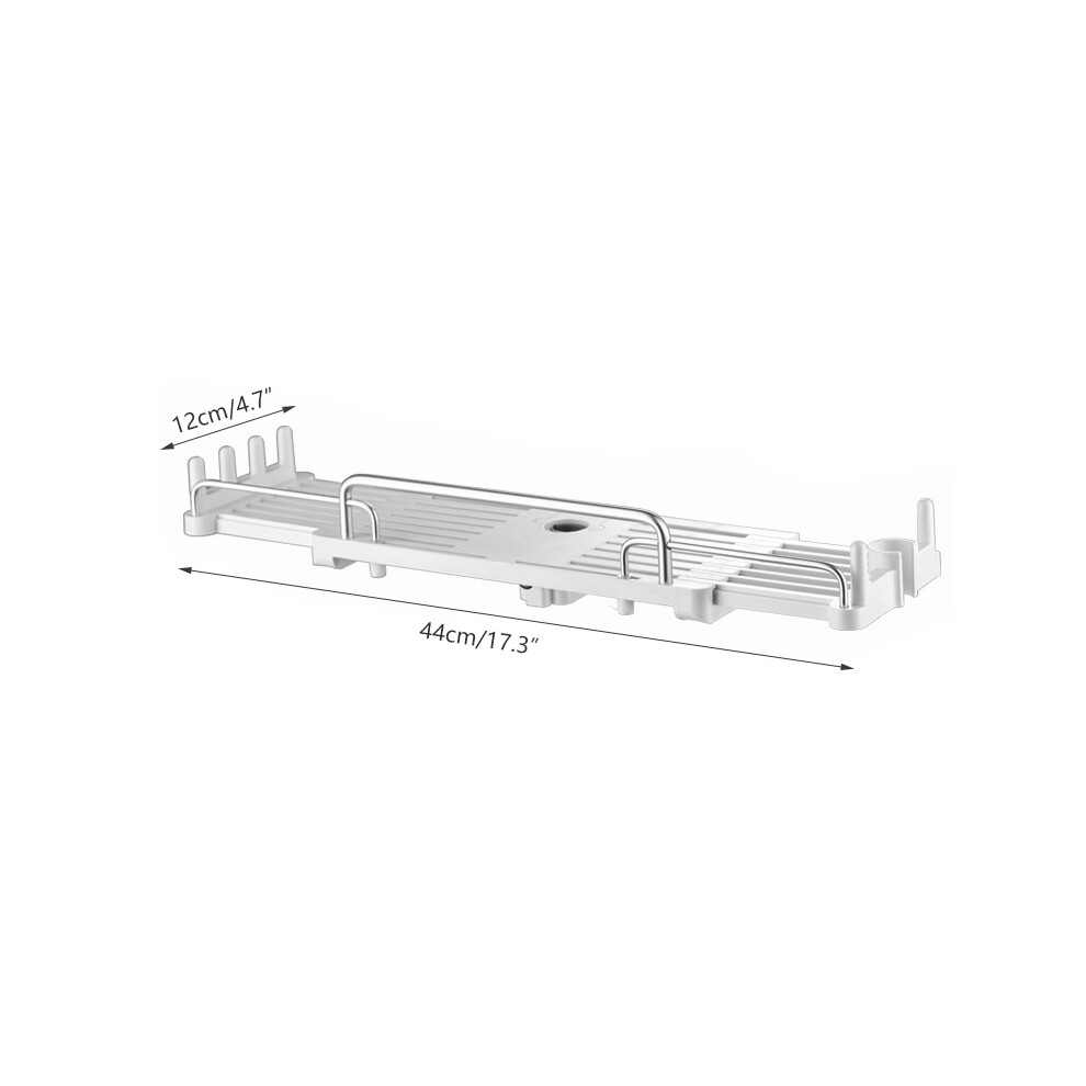 (blanc) Étagère de douche extensible Étagère pour accessoires de salle de bain sans perçage Bac à shampoing Étagère