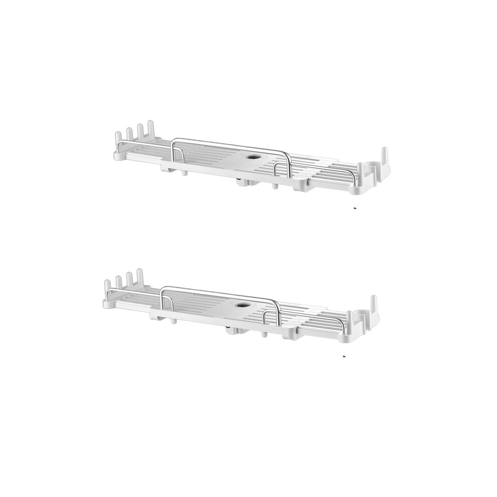 (2 pièces blanches) Étagère de douche extensible Étagère pour accessoires de salle de bain sans perçage Bac à