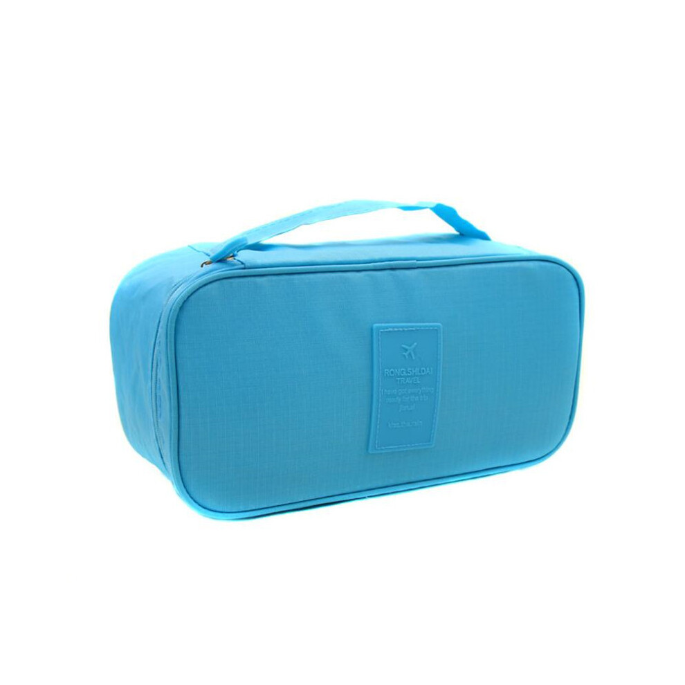 (Bleu) Sac de rangement pour soutien-gorge pour femme, sac de voyage, sac à sous-vêtements, organisateur de soutien-gorge,