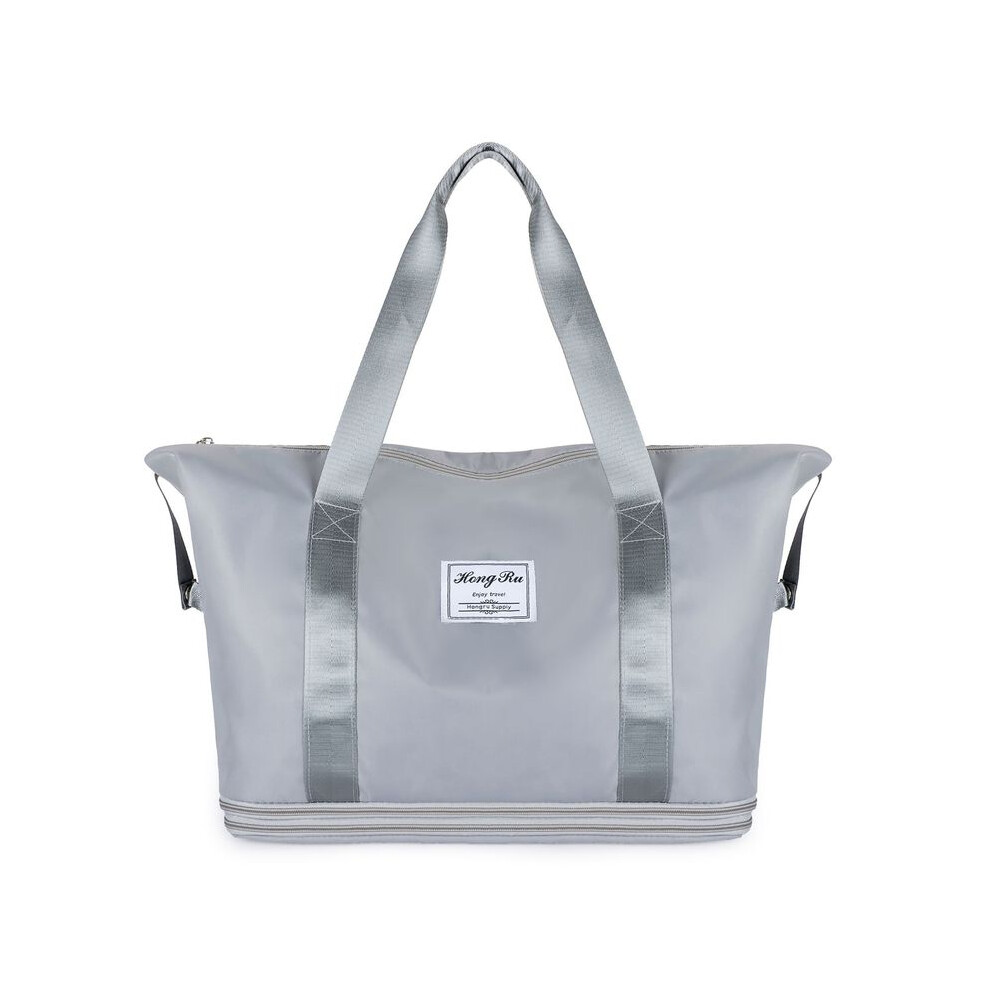 (Gris clair) Sac de sport imperméable pour femme, double rangement, grande capacité, idéal pour le week-end ou