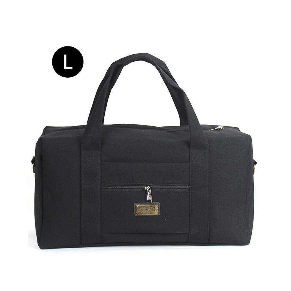 (Noir L) Sac à main unisexe en toile souple, sac de voyage grande capacité, sac de sport, sac de rangement pour