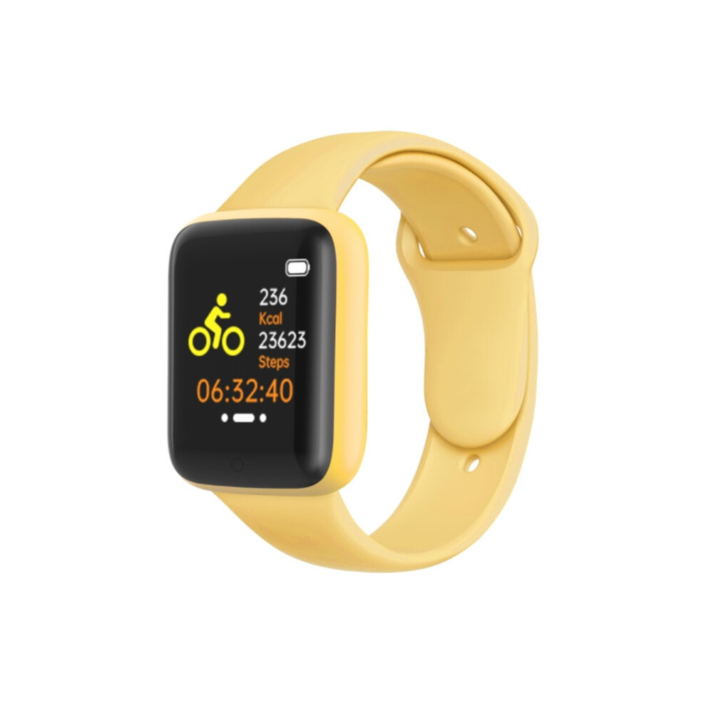Montre de sport connectée numérique Y68 jaune pour femmes, bracelet électronique LED numérique, Bluetooth, fitness,