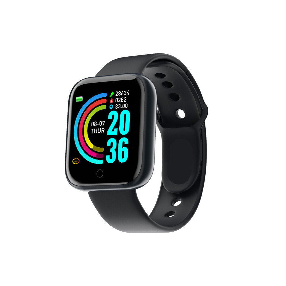 Montre connectée de sport numérique Y68 noire pour femmes, bracelet électronique LED numérique, Bluetooth, fitness,