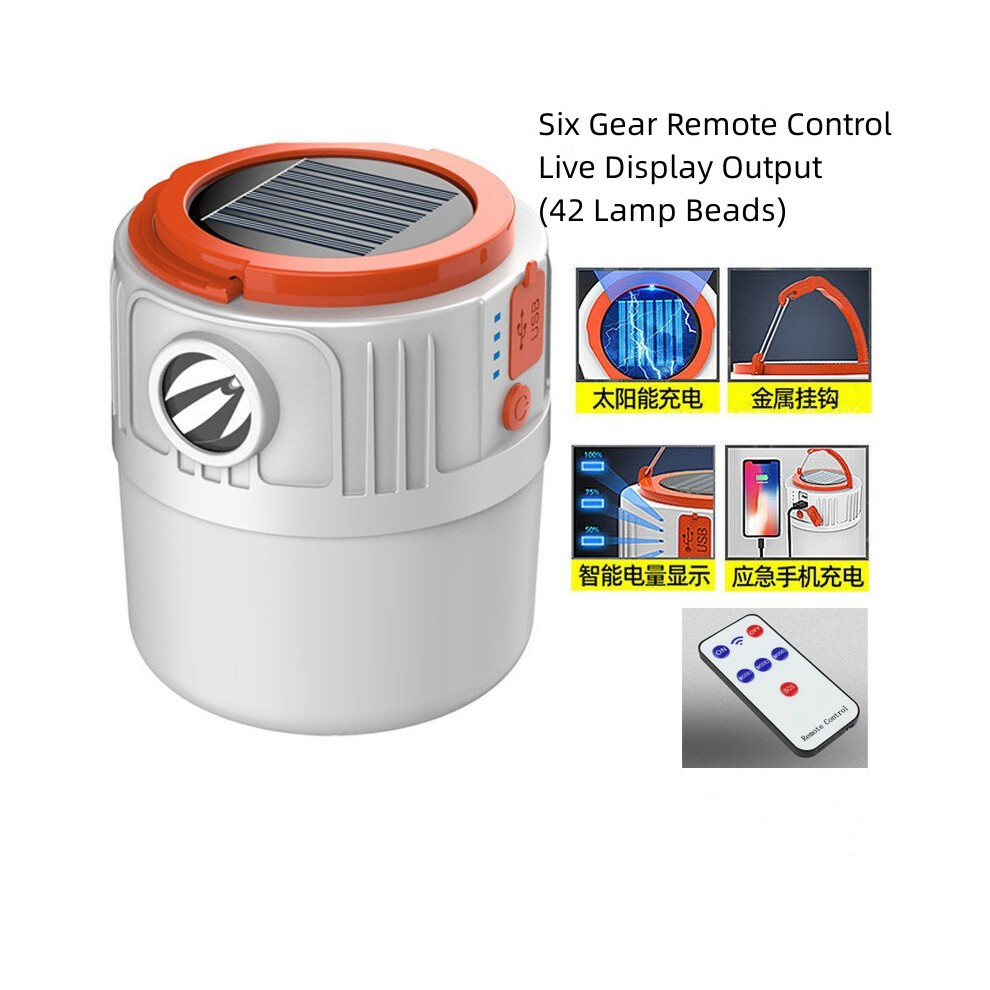 (42 LED avec télécommande) Lampe solaire à LED PCXC rechargeable par USB 6 modes Lampe de tente extérieure étanche