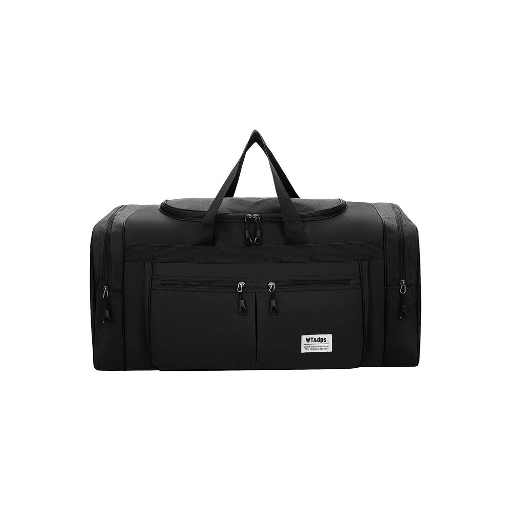 (Noir) Valise de grande capacité, organisateur de voyage, sacs de rangement, sac de sport décontracté en toile