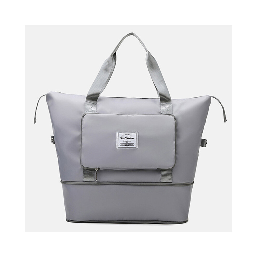 (Gris) Grand sac de voyage tendance pour femme, fourre-tout en tissu Oxford, sac à bandoulière imperméable pour