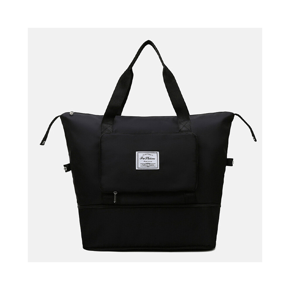 (Noir) Grand sac de voyage tendance pour femme, fourre-tout, sac à main en tissu Oxford, sac à bandoulière imperméable,