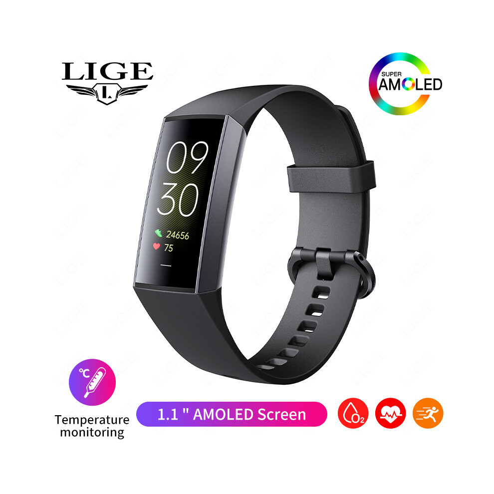 (Noir) Bracelet de fitness 1,1 pouce, montre connectée pour adultes, podomètre, sport, étanche