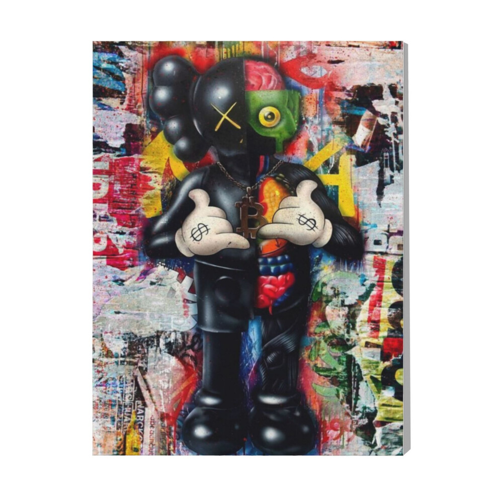(Kaws Companion Graffiti=12) Canvas Print Pop Art Framed DIY Install Kit- 16x20" Popular British Pop Anti-Art Movement Wall Art Home Decor Poster for Office Bedroom Living Room