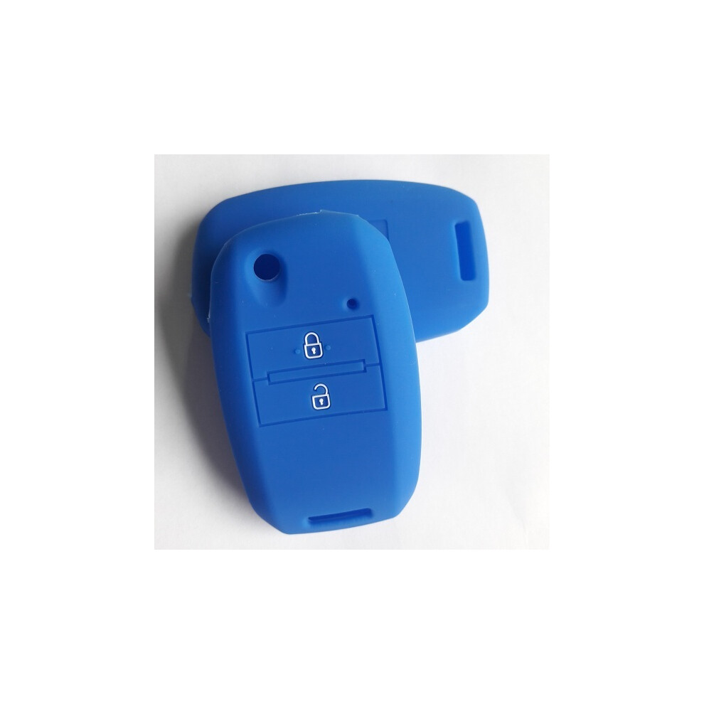 (Bleu foncé) Coque de protection en gel de silice pour clé pliable à 2 boutons Kia, Ceed, Sorento, Cerato, K2,