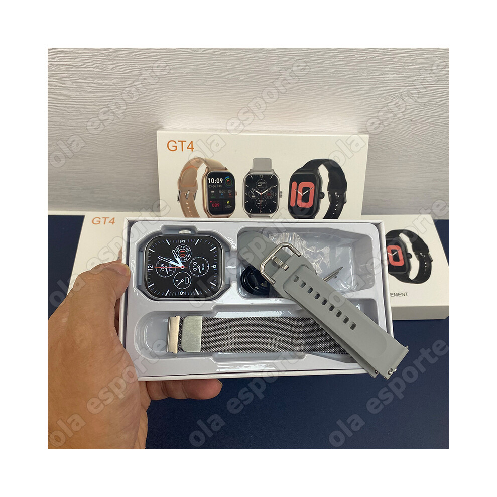 (Suikale) Montre connectée GT4 pour adultes, appels sans fil BT, assistant vocal, sport, fitness, GPS, 9 montres-bracelets