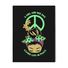 (Dog Girl Peace=5439) Canvas Print Pop Art Framed DIY Install Kit- 16x20" Popular British Pop Anti-Art Movement Wall Art Home Decor Poster for Office Bedroom Living Room