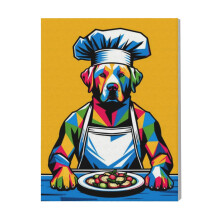 (Dog Chef Wpap Funny=4901) Canvas Print Pop Art Framed DIY Install Kit- 16x20" Popular British Pop Anti-Art Movement Wall Art Home Decor Poster for Office Bedroom Living Room