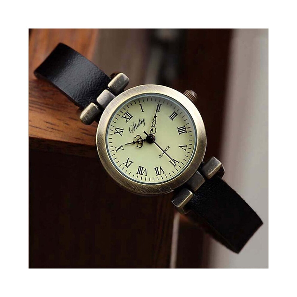 (Noir) Shsby Nouvelle Mode Vente Chaude Montre En Cuir Pour Femme ROMA Montre Vintage Montres Pour Femmes Horloges