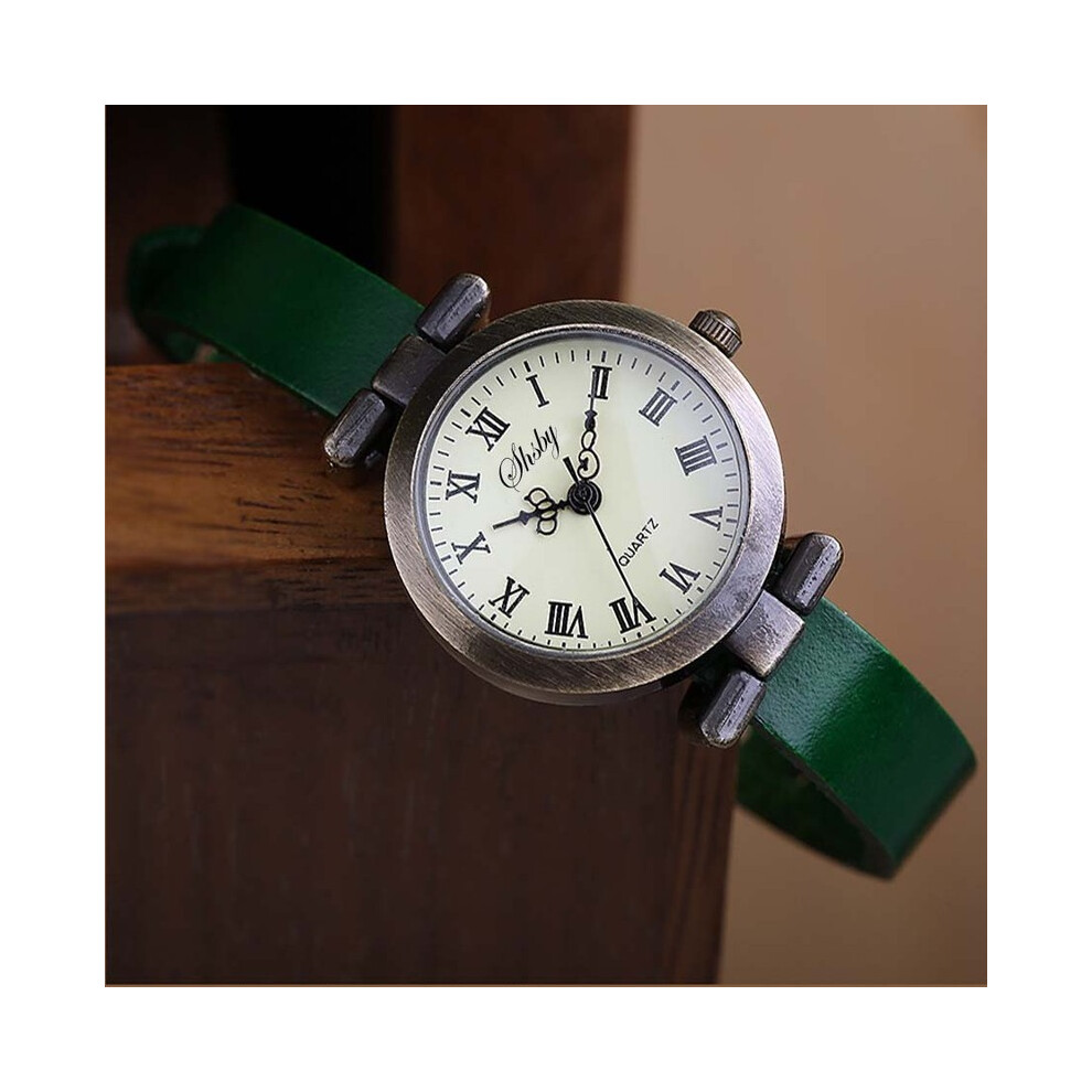 (Vert) Shsby Nouvelle Mode Vente Chaude Montre En Cuir Pour Femme ROMA Montre Vintage Montres Pour Femmes Horloges