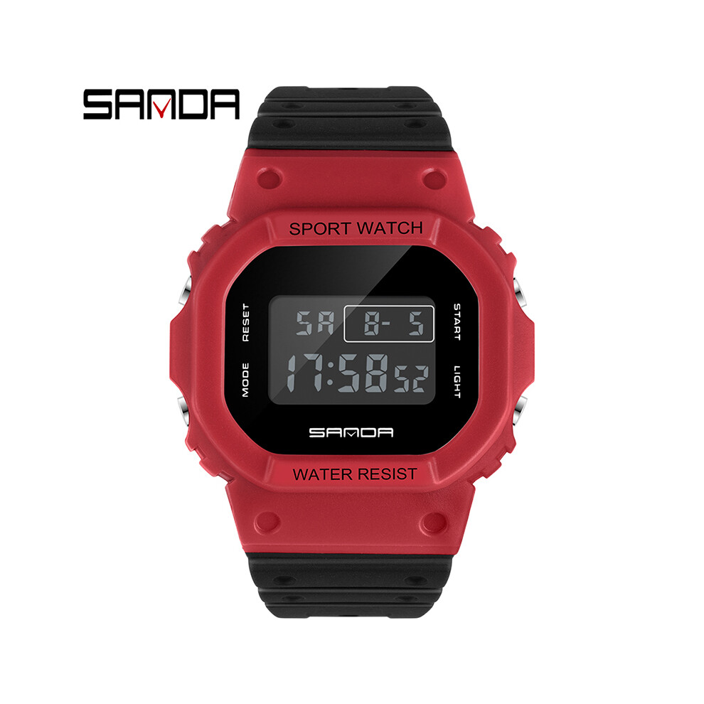 Montre numérique de style G pour homme, étanche, de sport, pour garçon et fille (293 noir et rouge)