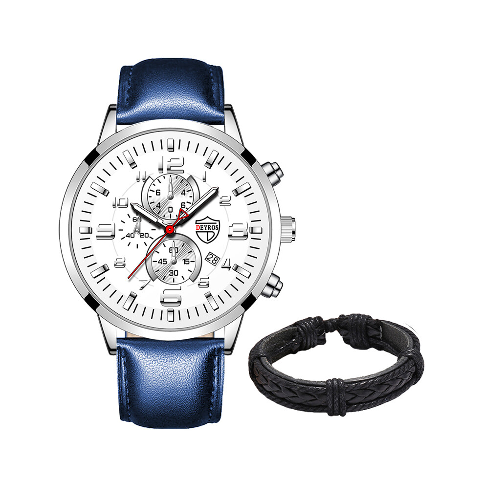 (Comme indiqué 7) Montre-bracelet à quartz de luxe pour hommes Montres d'affaires en cuir pour hommes Calendrier