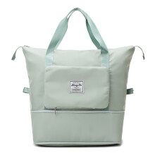 (Vert) Grand sac de voyage pliable, portable, léger et imperméable, en Oxford, avec séparation sèche et humide