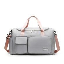 (Grey2) Grand sac de voyage pliable, portable, léger et imperméable, en Oxford, avec séparation sèche et humide