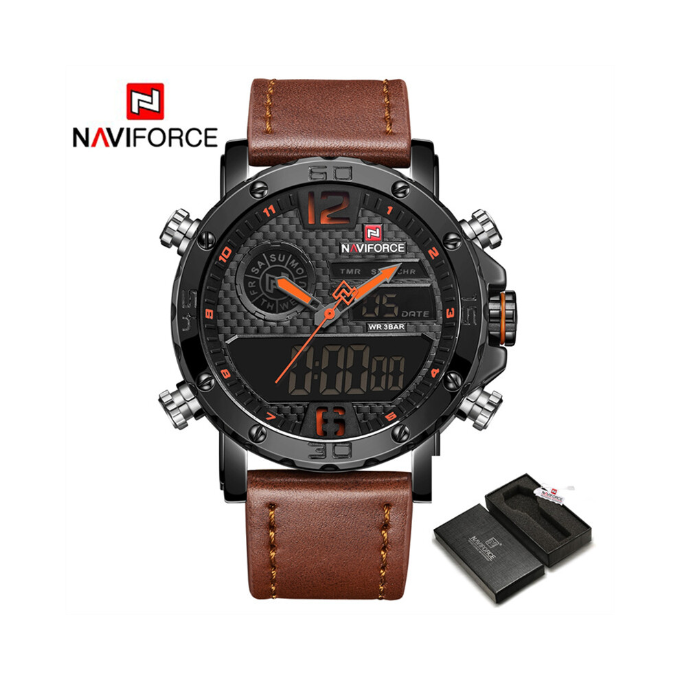 (BOLBN BOX) Montres pour hommes de marques de luxe Montres de sport en cuir pour hommes Montres numériques à quartz