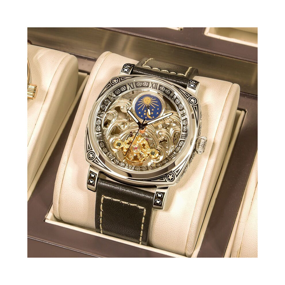(19) Montres sculptées de marque authentique Montres entièrement automatiques pour hommes Montres mécaniques de