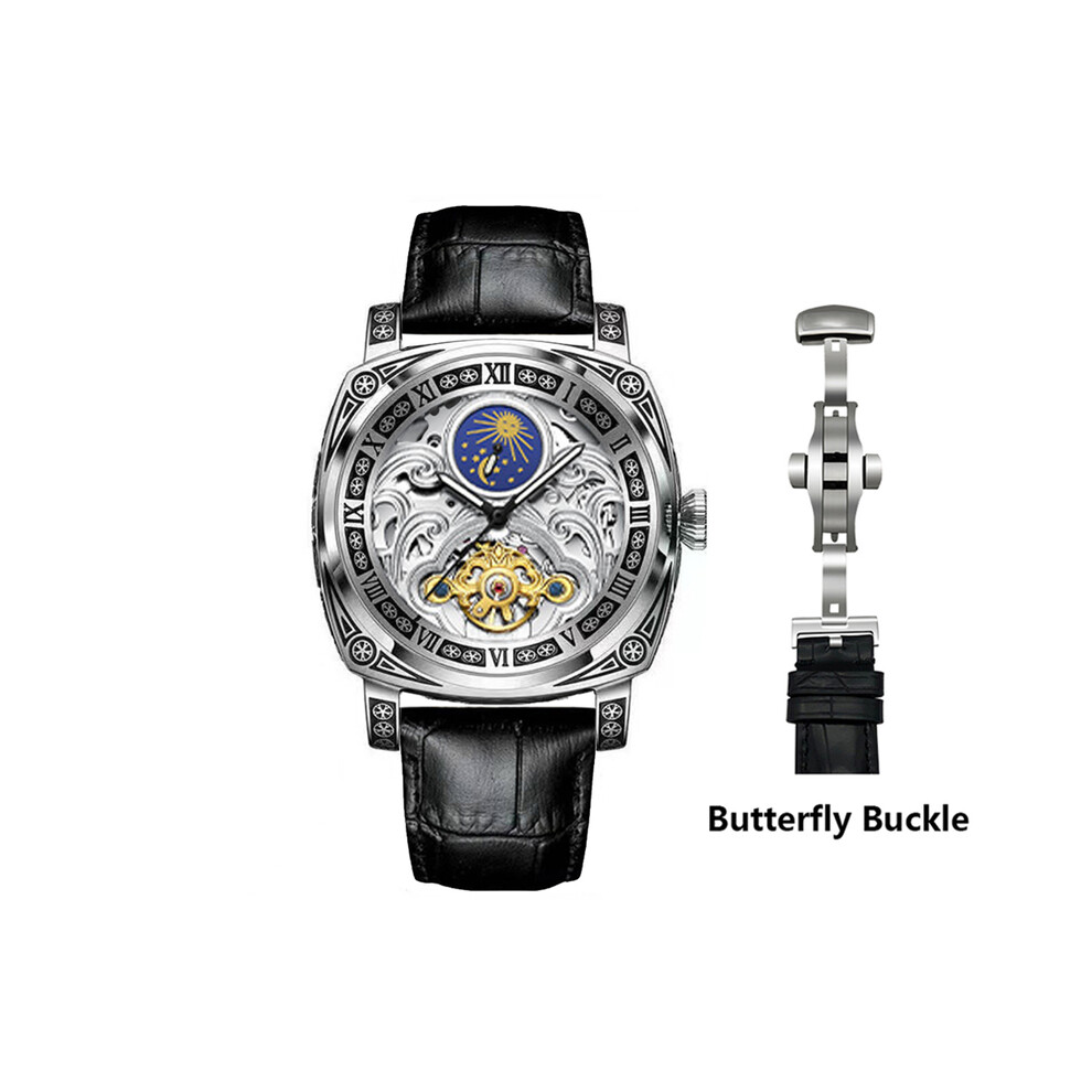 (21) Montres sculptées de marque authentique Montres entièrement automatiques pour hommes Montres mécaniques de