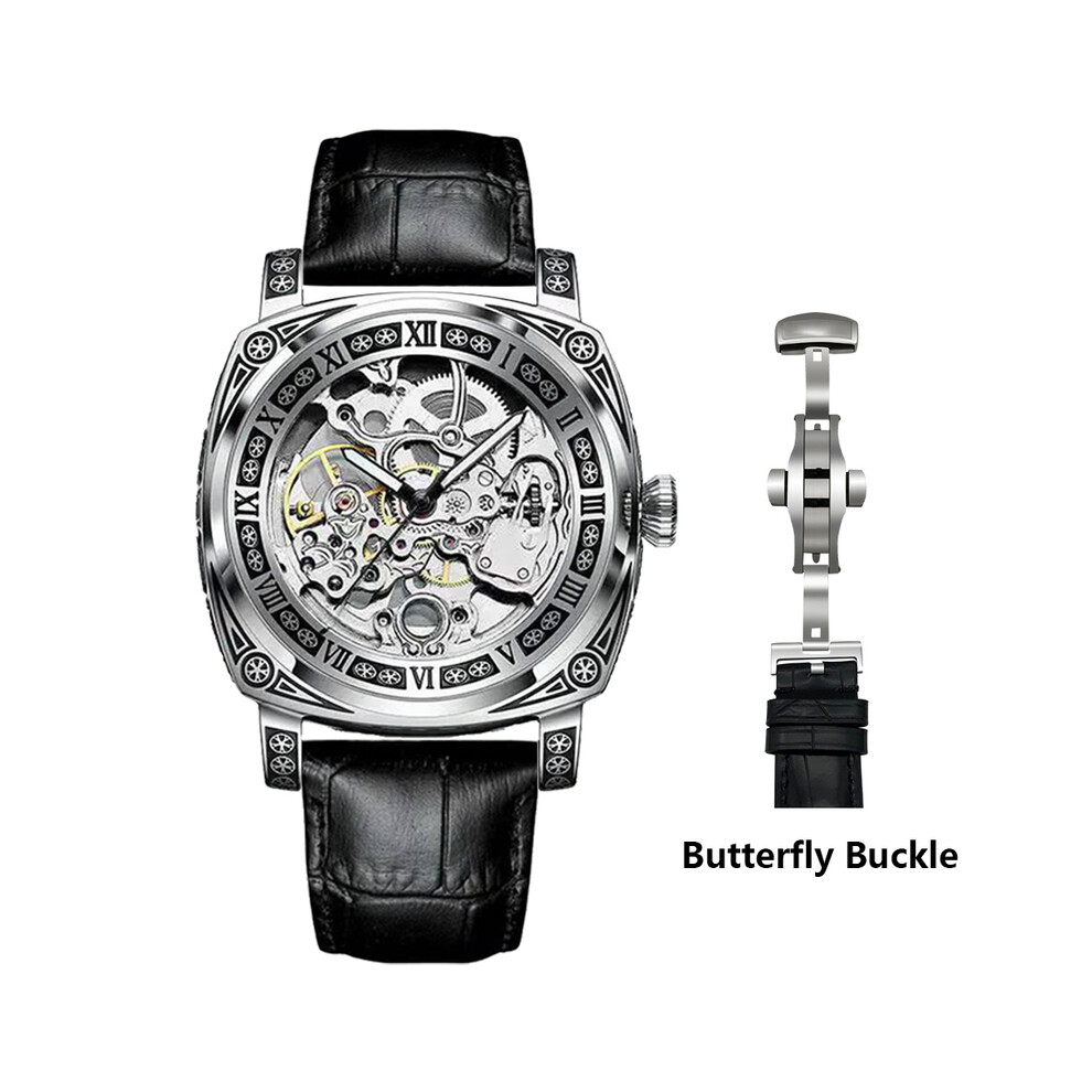 (9) Montres sculptées de marque authentique Montres entièrement automatiques pour hommes Montres mécaniques de