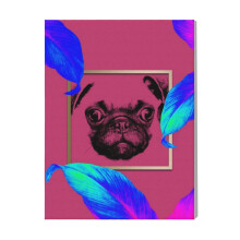 (Colourful Pug Dog Modernis=4222) Canvas Print Pop Art Framed DIY Install Kit- 16x20" Popular British Pop Anti-Art Movement Wall Art Home Decor Poster for Office Bedroom Living Room
