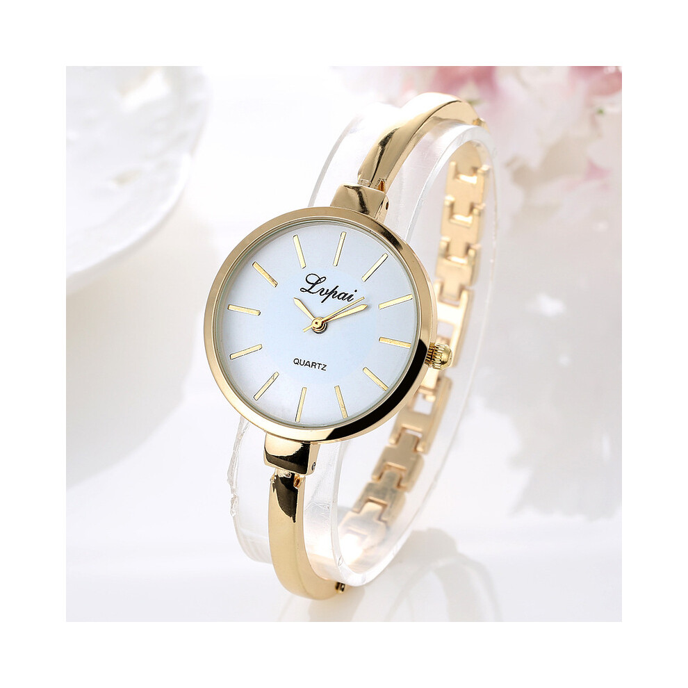 (Or Blanc) Relogio Femmes Montres-bracelets De Luxe De Mode En Acier Inoxydable Montre À Quartz Simple Dames Montre
