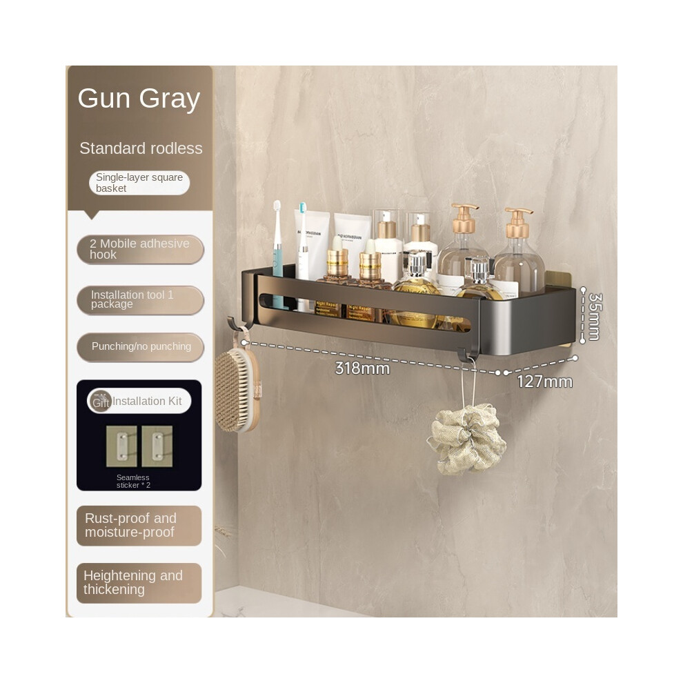 (Gris simple) Étagères d'accessoires de salle de bain en aluminium Porte-serviettes mural cabine de douche sans