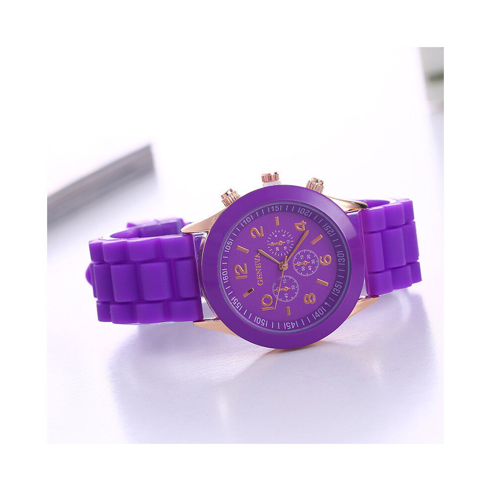 (Violet) Célèbre marque Genève montres de mode pour femmes hommes et femmes étudiant silicone montre-bracelet