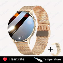 Montre connectée Huawei avec appels Bluetooth et ceinture en maille dorée, écran 1,32 pouce, compatible avec les