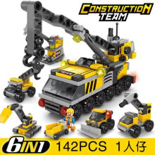 (HTHS0070) Camion de pompiers, ambulance, avion, véhicule de police, figurines, blocs de construction, jouets