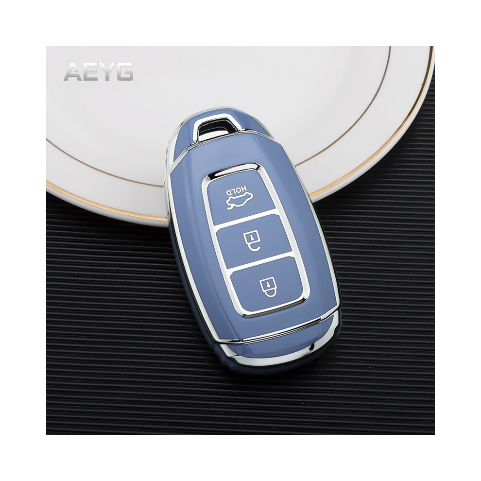 (Coque bleue uniquement) Coque de clé de voiture en TPU pour Hyundai Santa I30 IX35 Encino KONA Solaris Azera