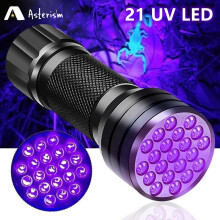 (21 LED UV) Lampe de poche ultraviolette 21 LED Lumière noire 395NM Mini lampe de poche pour taches d'urine d'animaux