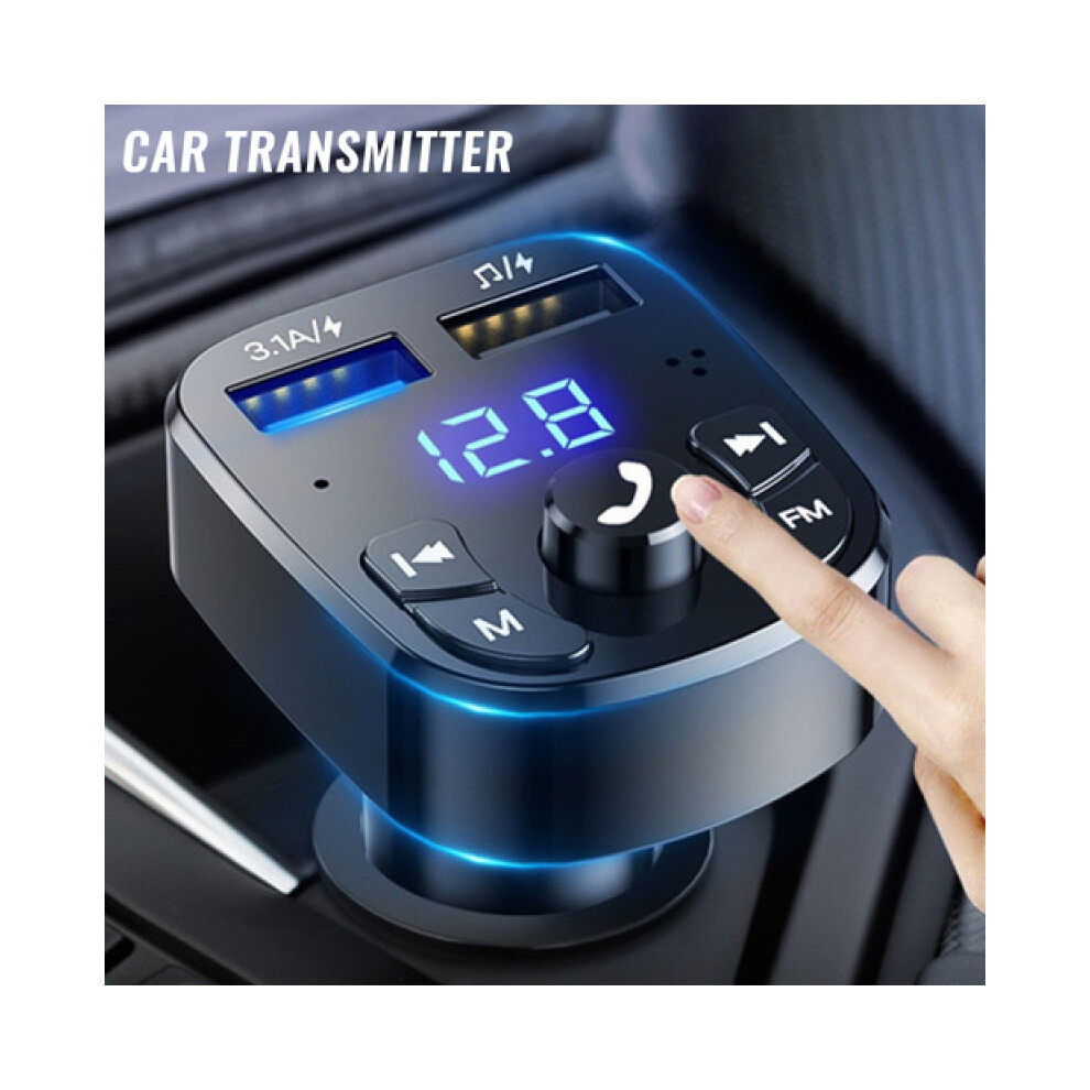 Lecteur MP3 compatible Bluetooth pour voiture (bleu), récepteur de voiture, téléphone portable mains libres, navigation,