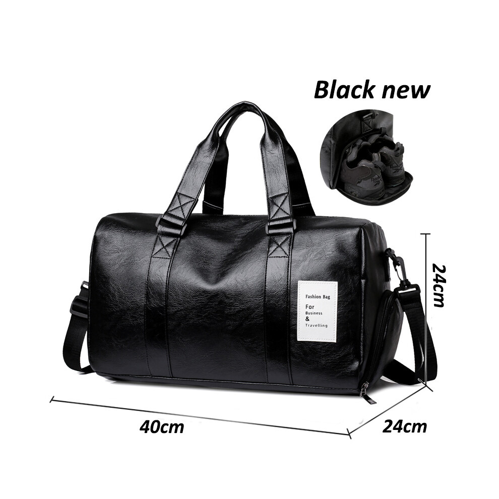 (Noir Neuf) Valise en cuir pour homme, grand sac de sport indépendant, rangement pour chaussures, grand sac de